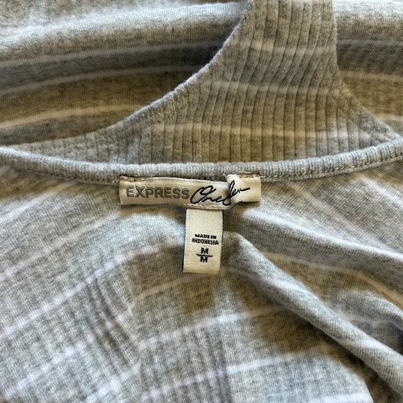 NWOT Express Women's Gray and White Striped Bodysuit Size M - Picture 5 of 10